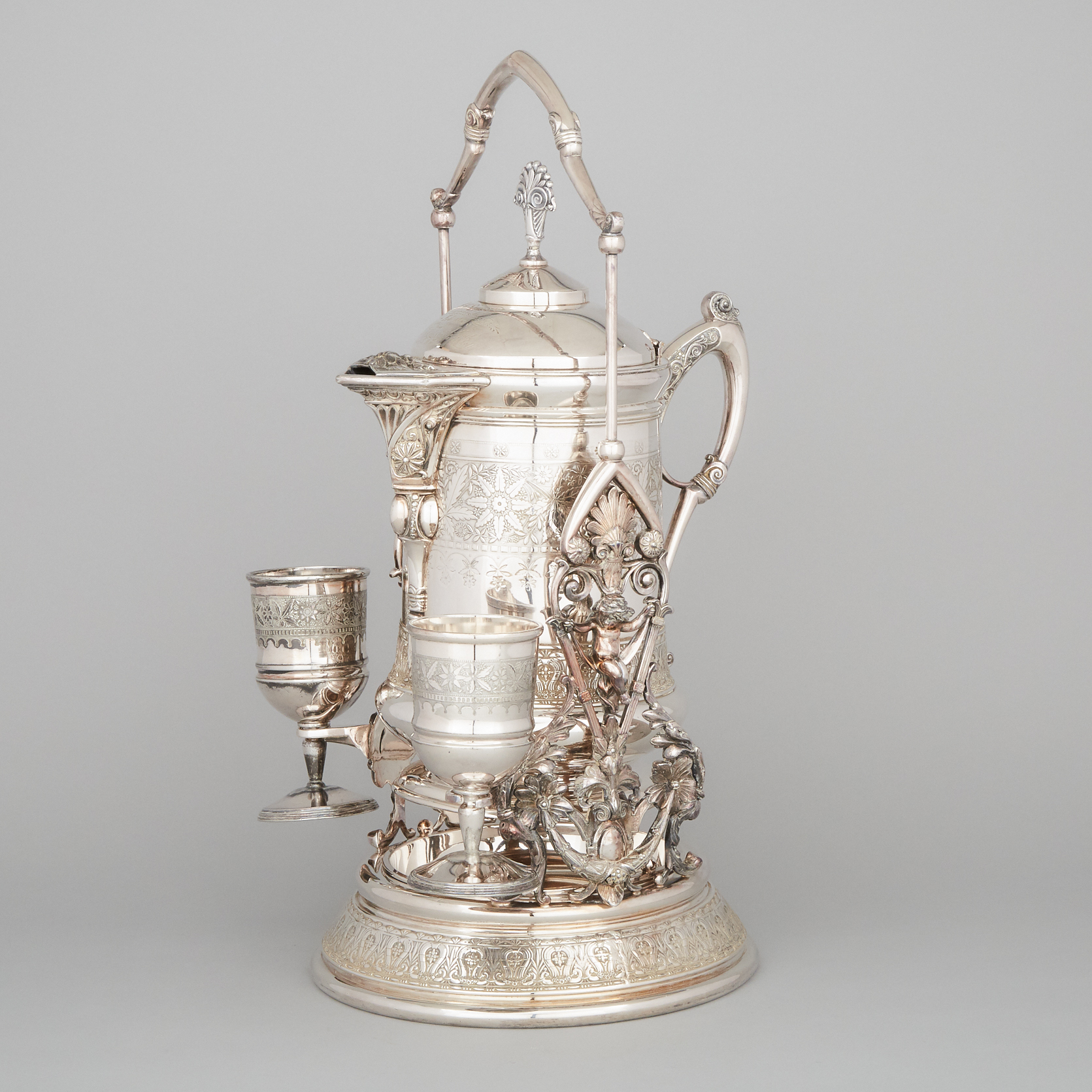 American Silver Plated Lemonade or Iced Water Jug on Stand, Meriden Britannia Co., c.1880
