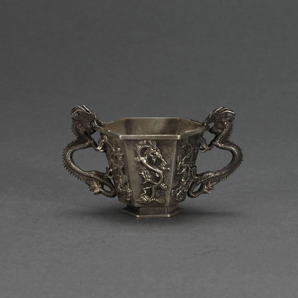 Silver Double Handled Dragon Cup