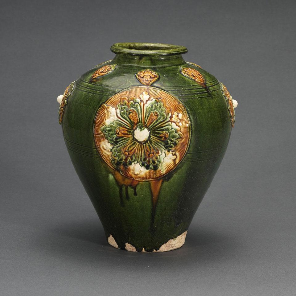 Glazed Pottery Ovoid Jar in the Liao Style