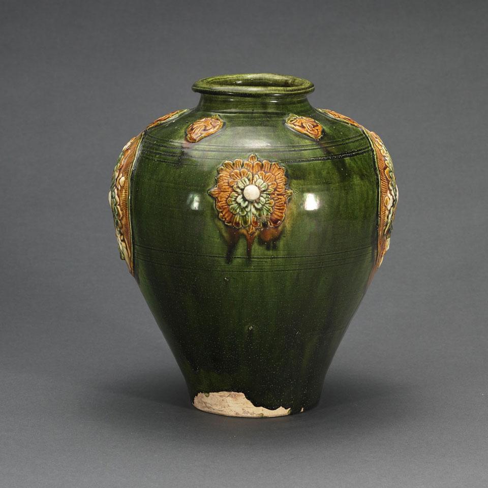Glazed Pottery Ovoid Jar in the Liao Style