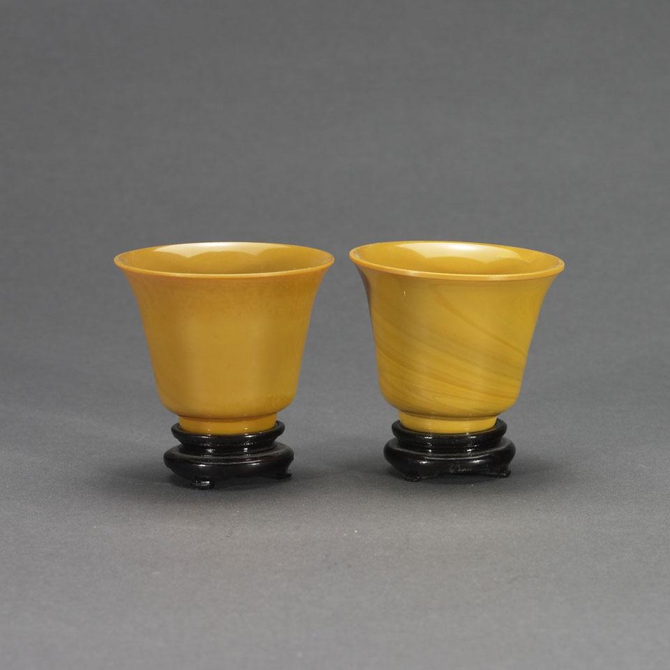 Pair of Yellow Glass Wine Cups
