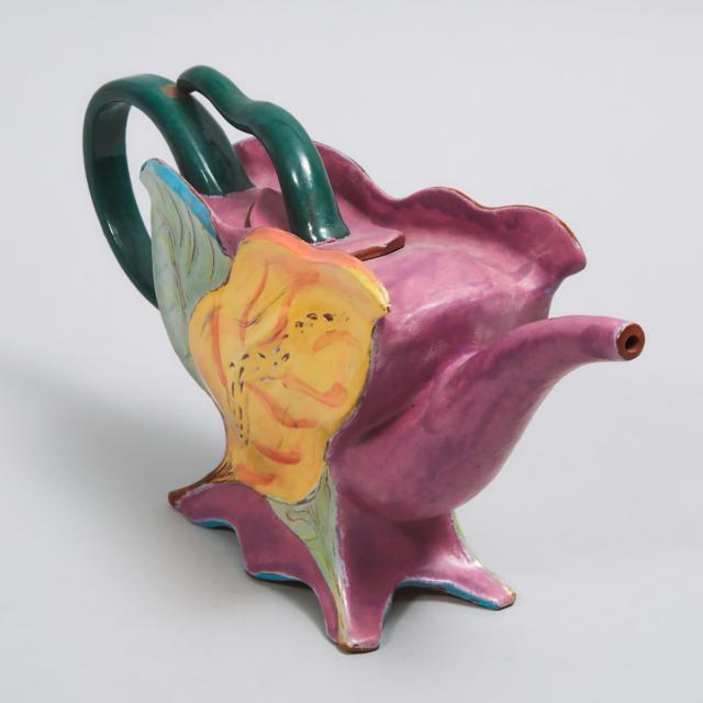 Deborah Black, Floral Form Pottery Teapot, 1993