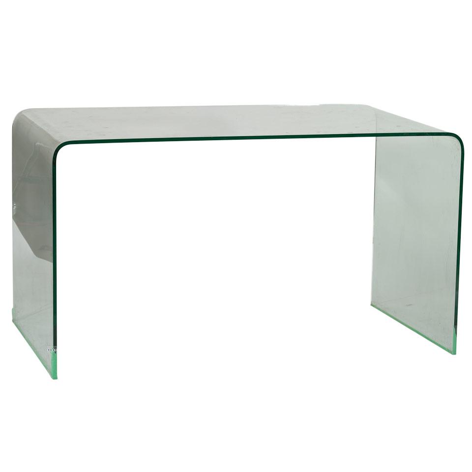 Contemporary Tempered Glass Waterfall Desk