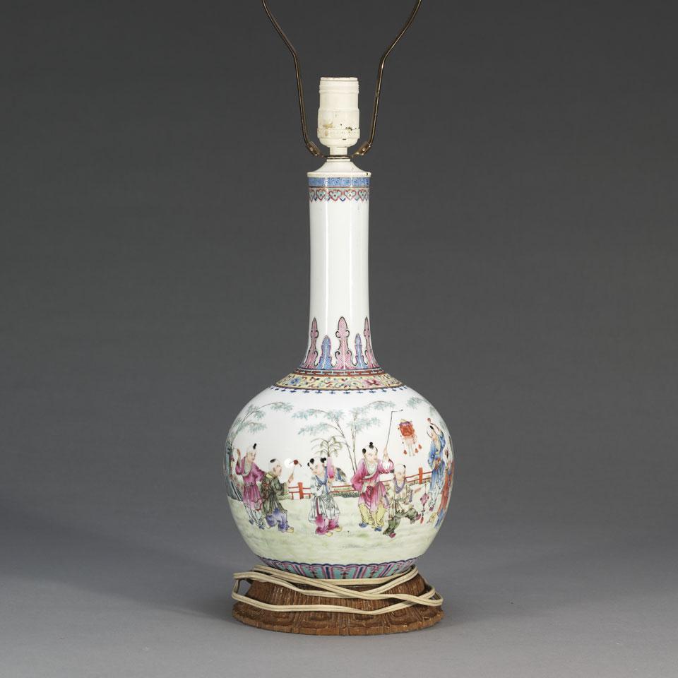 Famille Rose ‘Boys’ Bottle Vase, Republican Period (1912-1949)
