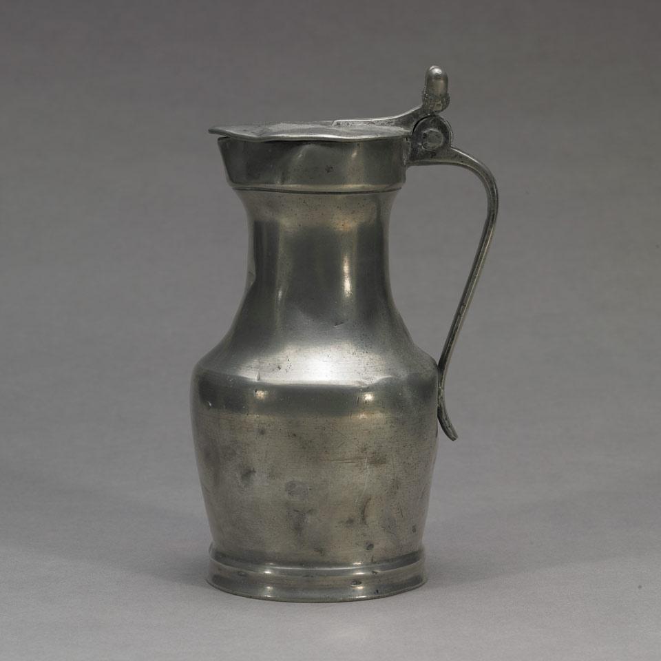 French Pewter Baluster Flagon, 18th century