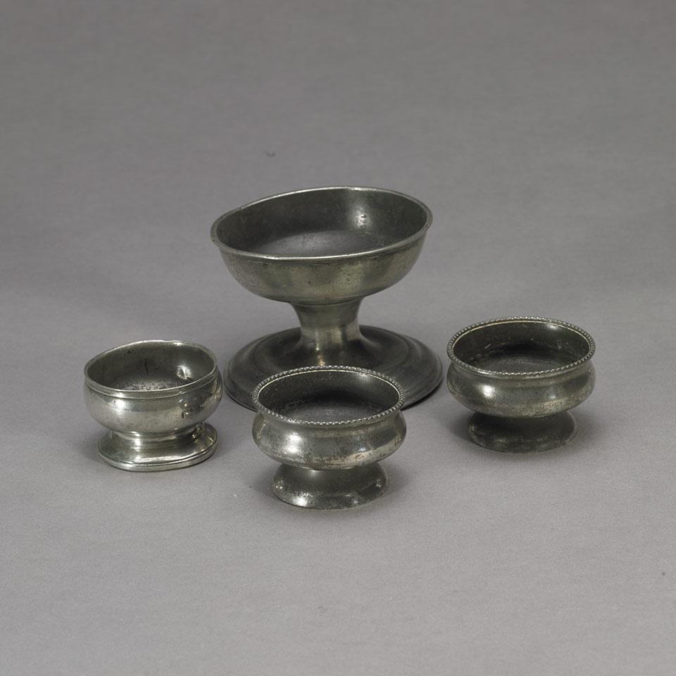 Group of Four English Pewter Open Salts,  18th & 19th centuries