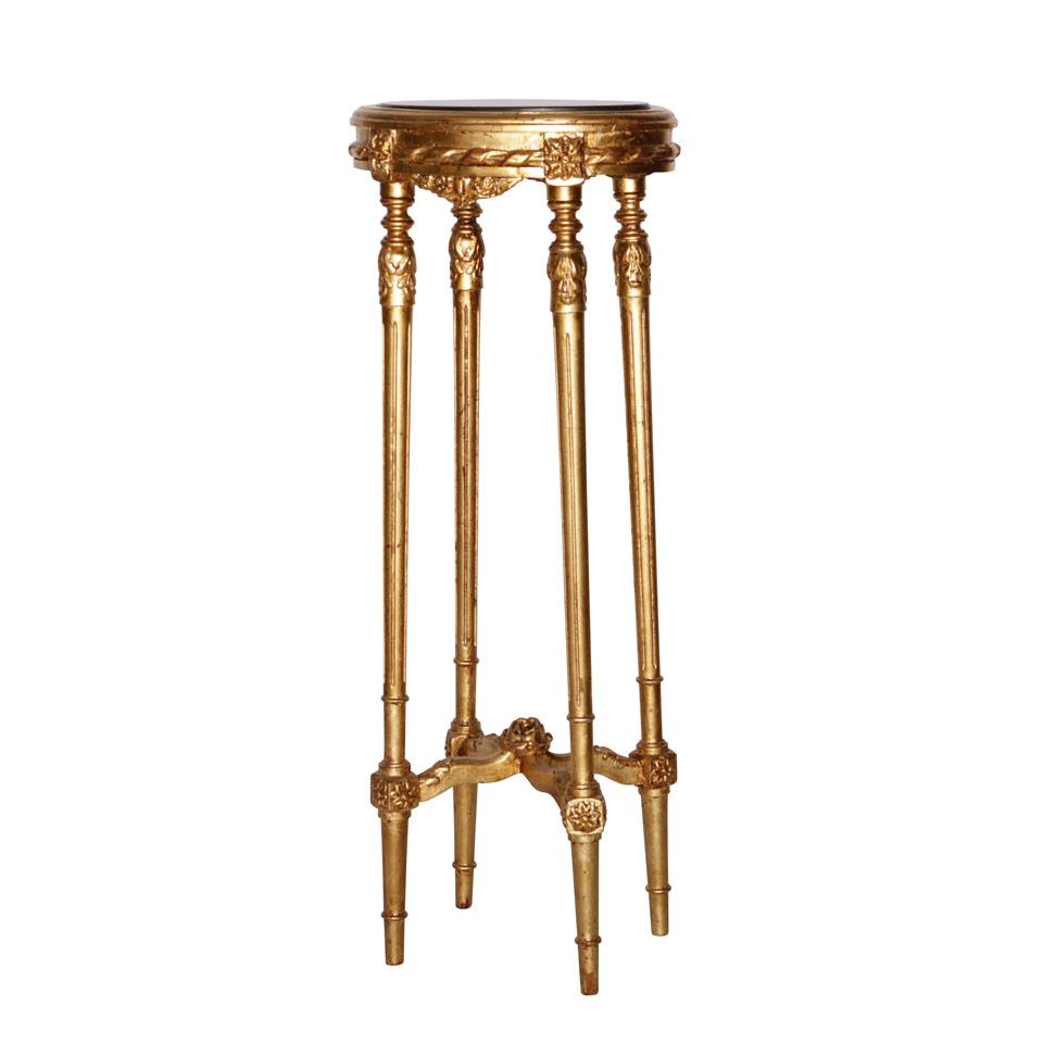 Italianate Giltwood Pedestal Stand with marble inset top