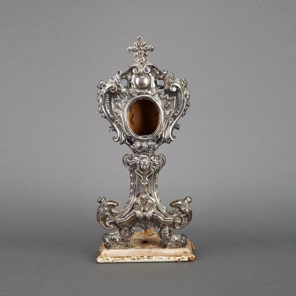 Italian Silvered Metal Reliquary, 1859