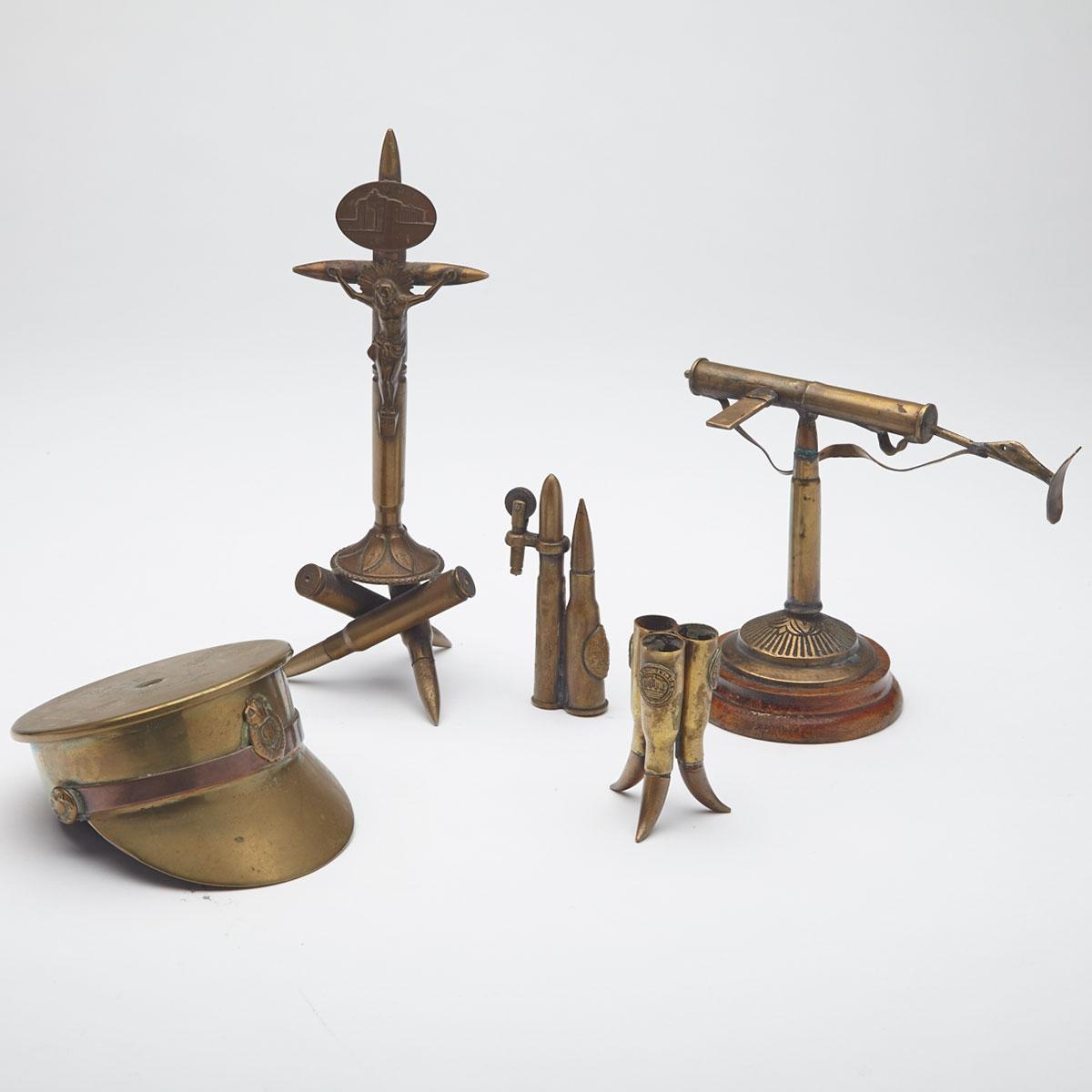 Group of Five WWI ‘Trench Art’ Items, early 20th century