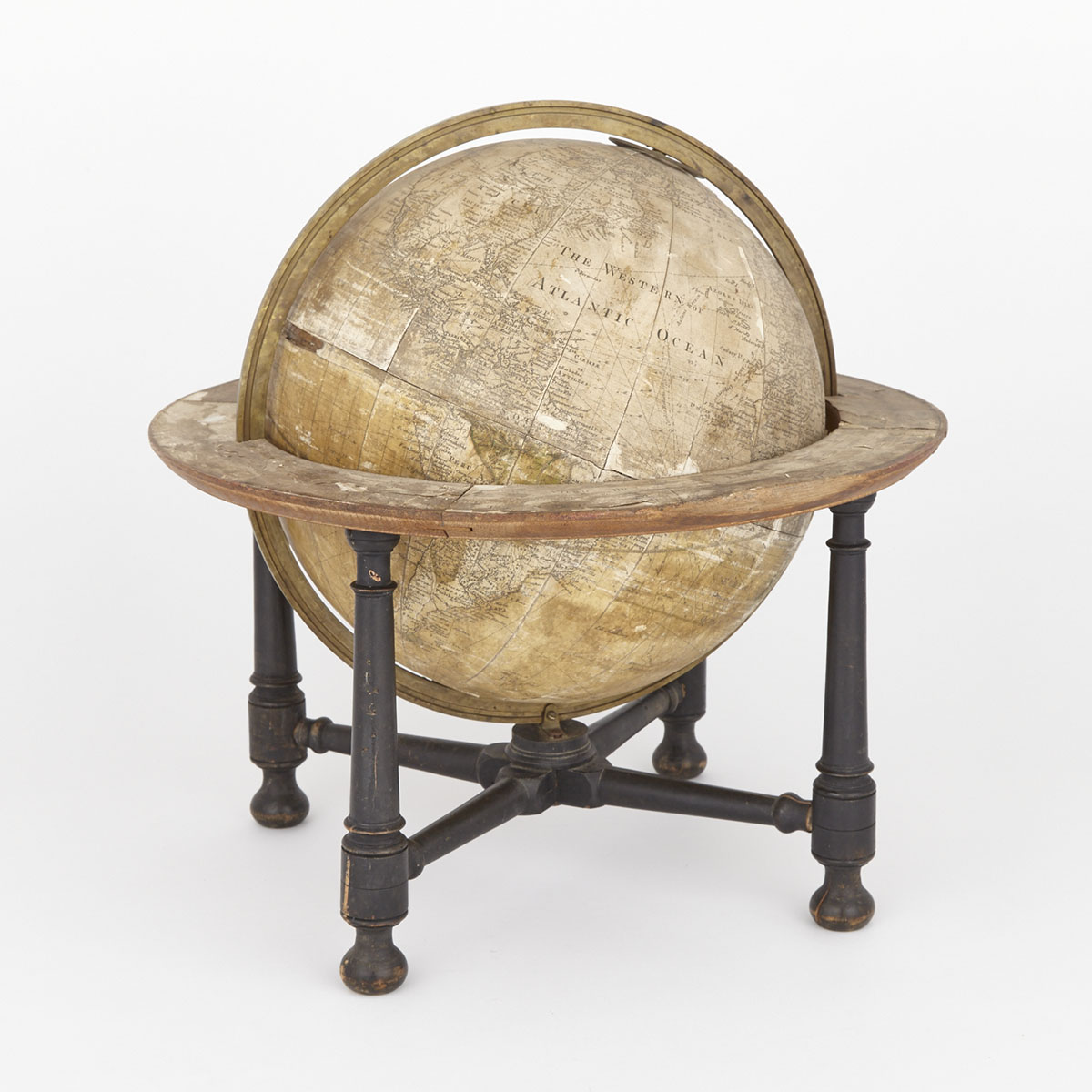 George III 12 Inch Terrestrial Library Globe on Stand, Dudley Adams, late 18th century