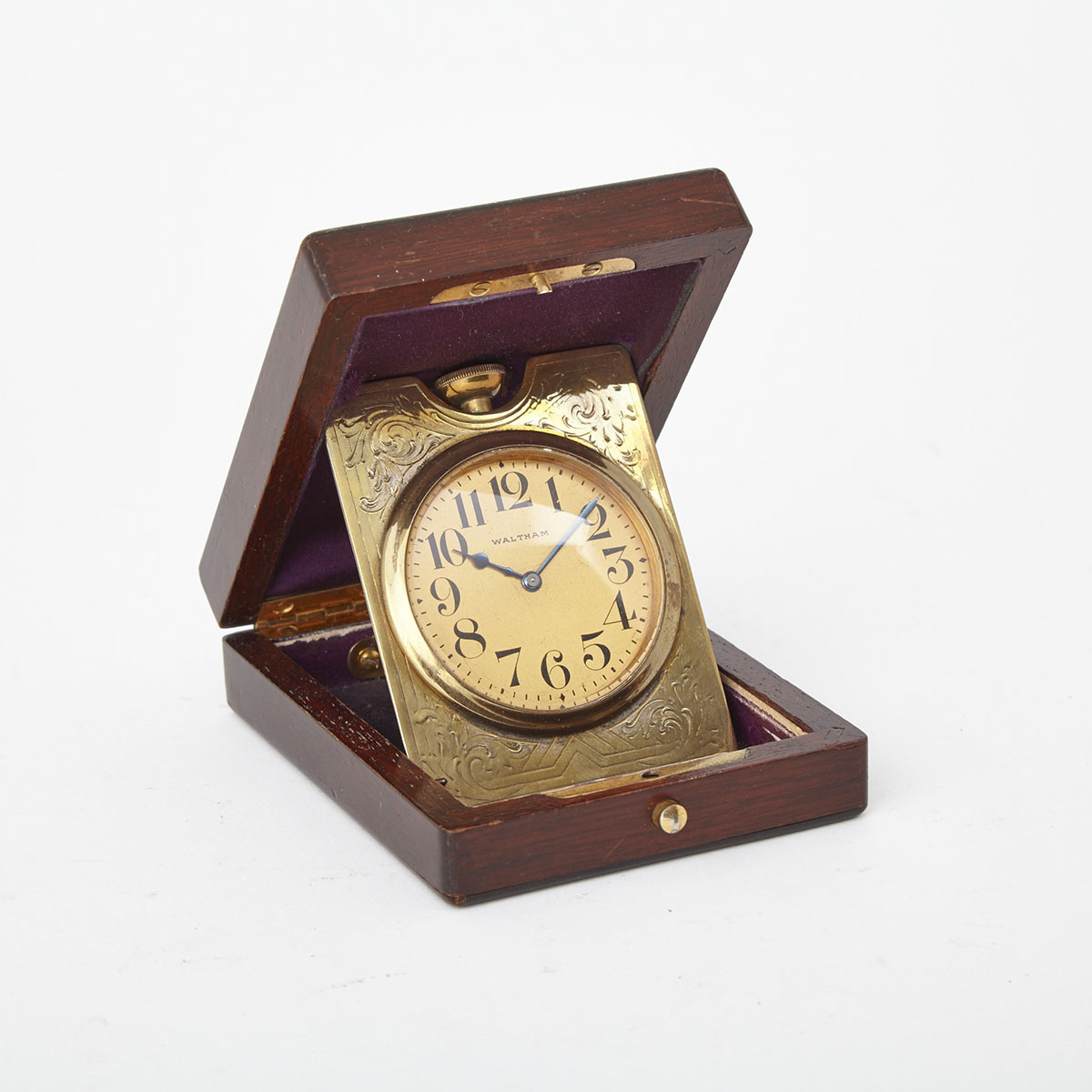 American Waltham Watch Company Mahogany Cased Travel Clock, 19th century