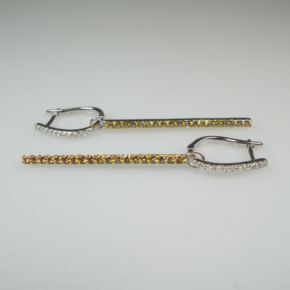 Pair Of 14k Yellow And White Gold Drop Earrings